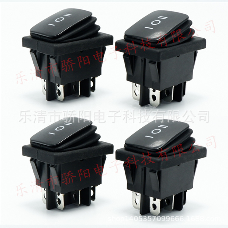 大KCD4双卡六脚三档黑防尘船型开关6脚3档25*32电源船形翘班开关