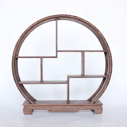 Chicken-wing wood small display shelf, teapot stand, tea set, porcelain vase, multi-treasure cabinet, miniature display shelf—Chinese-style decor