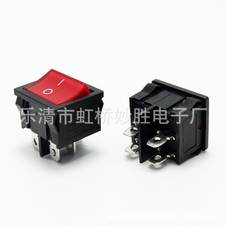 供应KCD5船型开关翘板四脚LED灯12V红色带灯两档电源开关