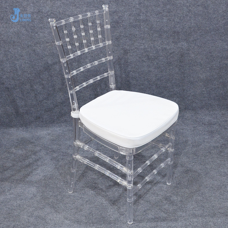 Fábrica al por mayor de plástico acrílico Silla de bambú PC cristal transparente banquete Silla de boda resina Hotel Silla de comedor