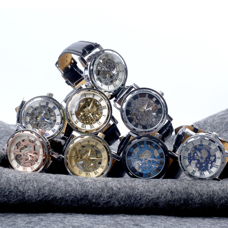 厂家直供男士商务休闲机械表全自动机芯手表时尚流行夜光石英表