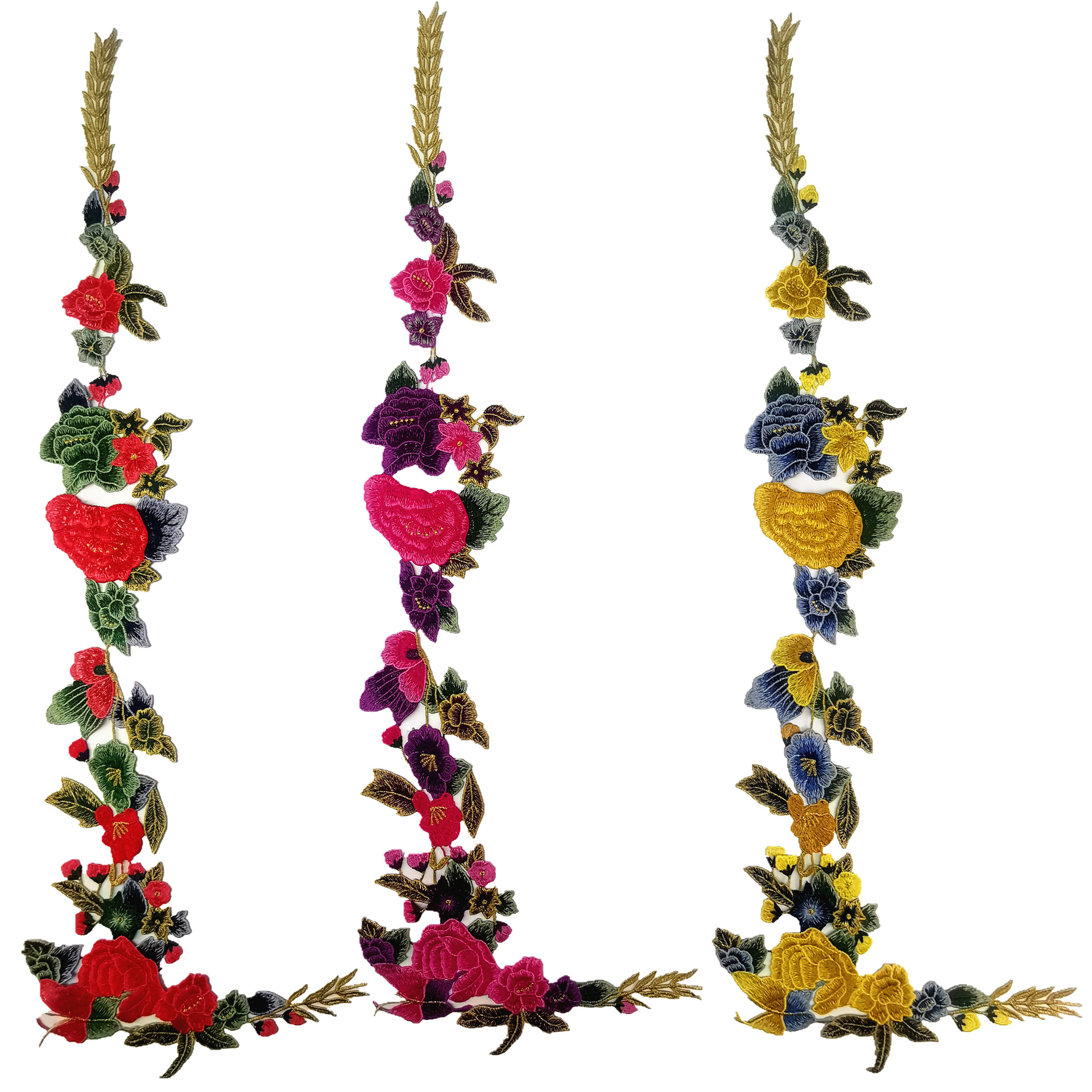 爆款3色改良服装旗袍立体贴花刺绣牡丹装饰辅料DIY补丁超大 批发