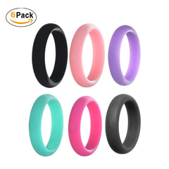 Eurasian Silicone Ring 5mm Width 6 Color Combination Women's Finger Ring Sports Ring Couple Ring Ring for Women