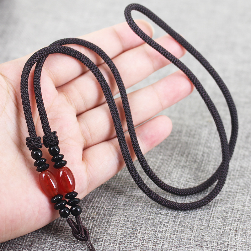 Agate Spacer Jade Necklace Cord for Men and Women Jewelry Beeswax Pendant Hanging Rope Sweater Chain