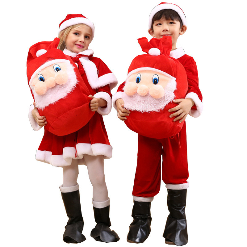 クリスマス子供ショー衣装サンタクロース衣装クリスマス服帽子セット|undefined