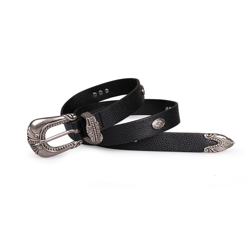 Cross-border exclusive for Europe and America, retro carved accessories, women's versatile fine lychee-patterned leather belt, Kamen Rider belt