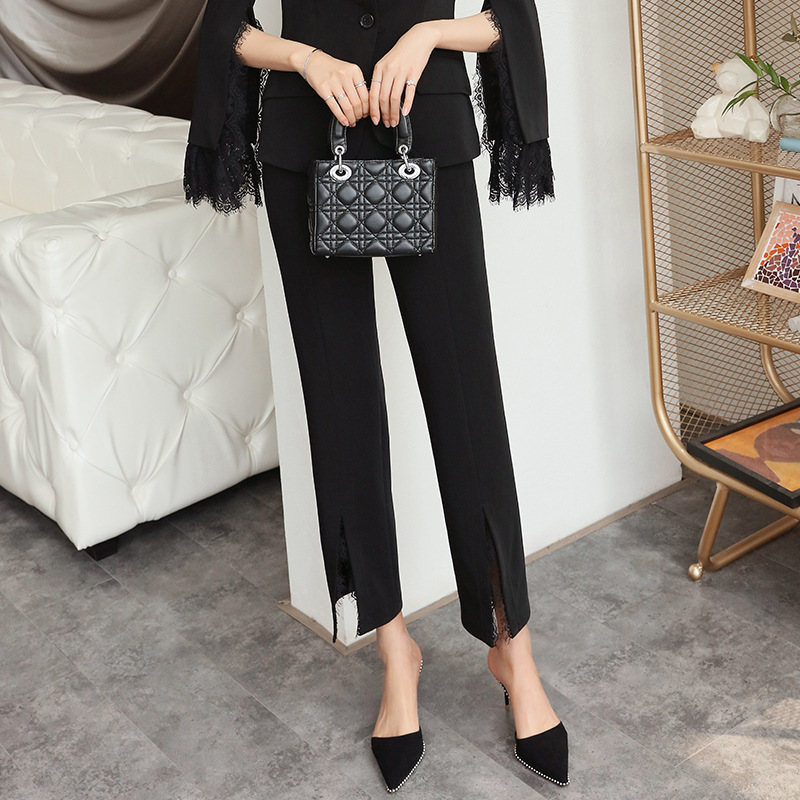 Clothing Lila Spring New European and American Black Slim-fit Slimming Casual Pants for Children 5830