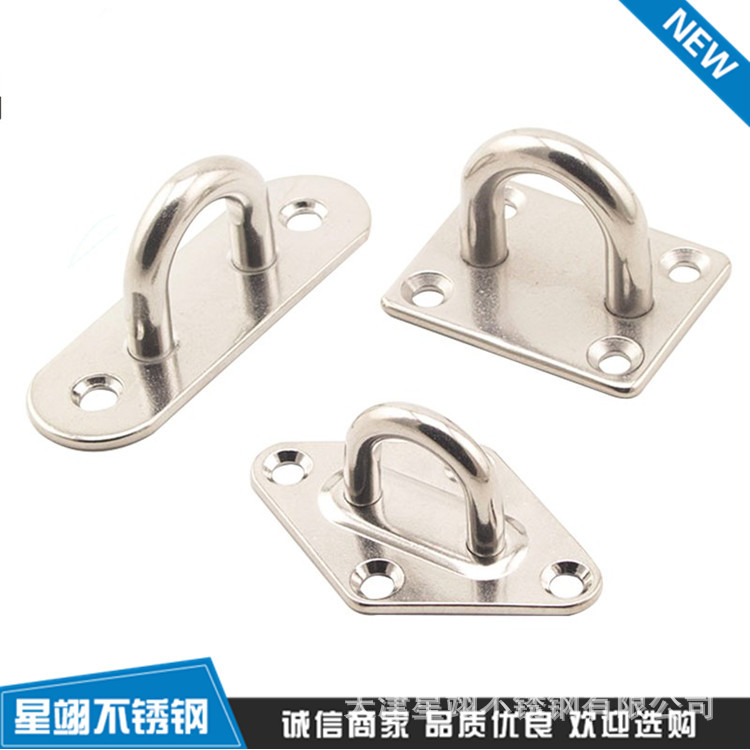 304不锈钢吊扇钩U型承重钩船用五金固定钩菱形正方形椭圆门扣