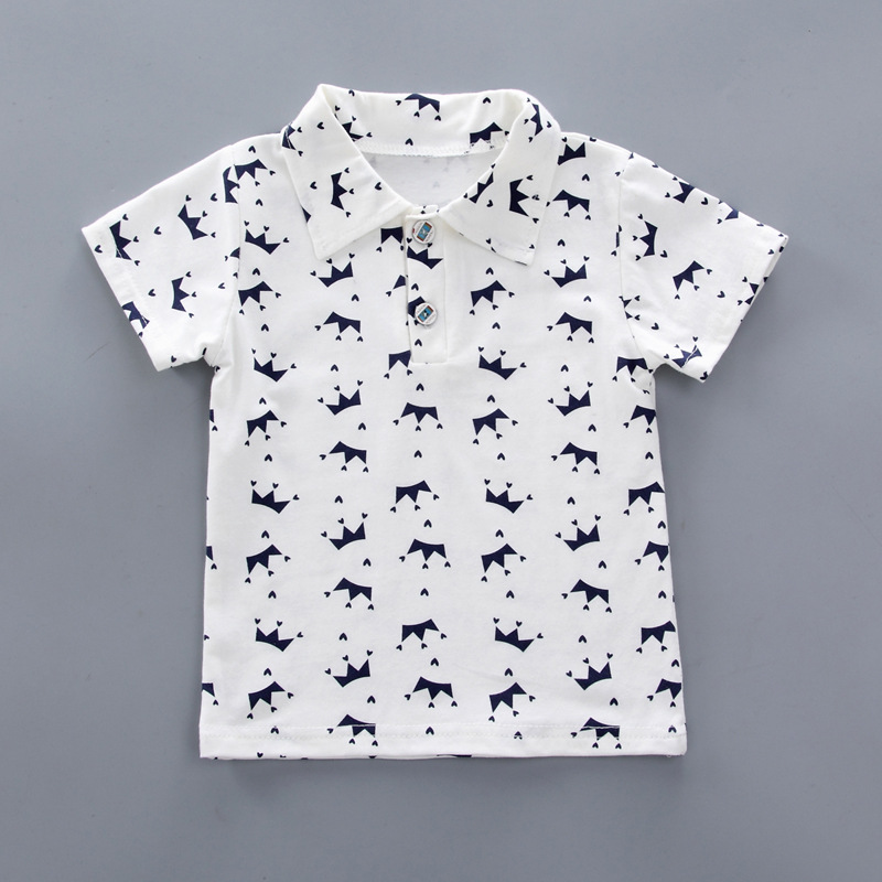 Ropa infantil transfronteriza estilo occidental verano nueva ropa de bebé camiseta para niños estilo coreano corona manga corta Niño traje verano