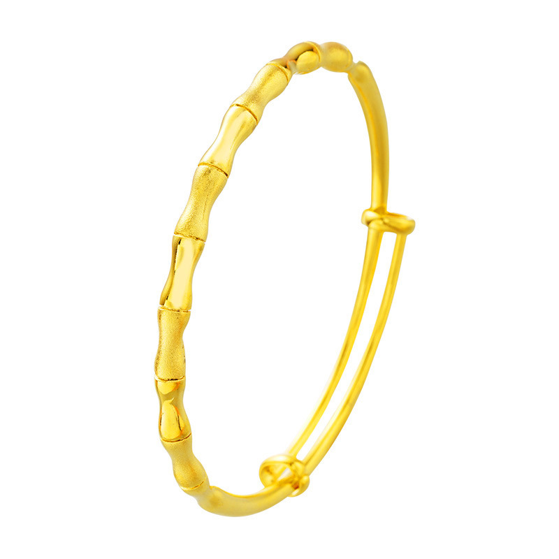 Pulsera de bambú de oro de Vietnam de largo tiempo pulsera Push-Pull no se desvanece joyas de aleación de cobre pulsera de oro de imitación chino