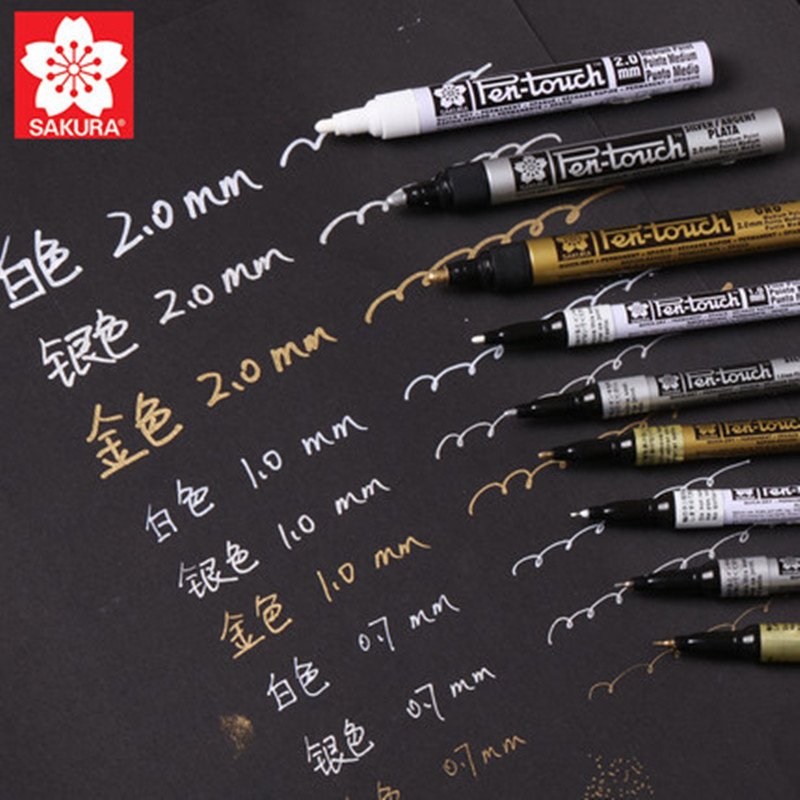 Sakura flor de cerezo papelería pintura pluma rotulador blanco oro plata arte resaltar pluma pintura reparación firma pluma