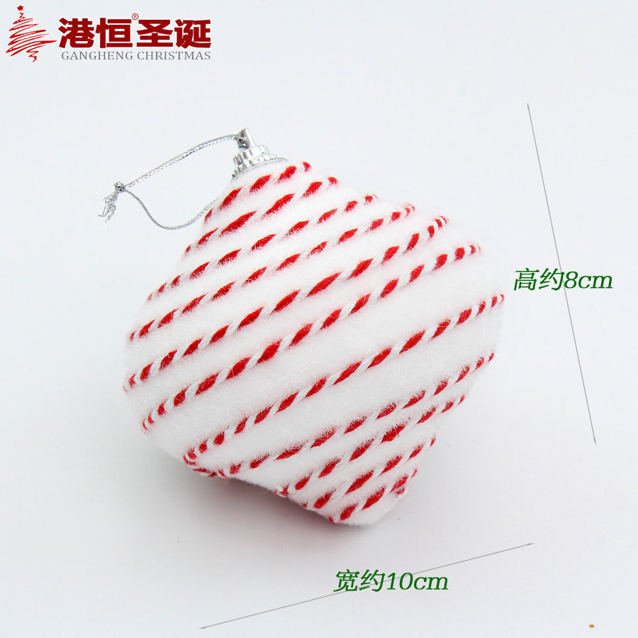 8cm blanco rojo cuerda hilo flocado BOLA DE Navidad árbol de Navidad decoración bola colgante boda decoración hecha a mano Bola de alta gama