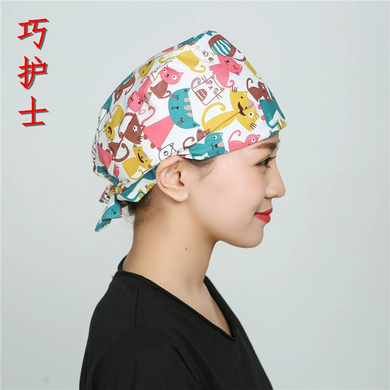 巧护士 The operating room hat fox men and women cartoon all cotton printing flowers sanitary dental chemotherapy Baotou nurse work cap
