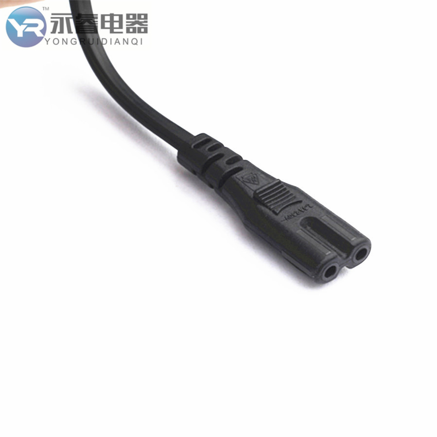 欧规二插八字尾电源插头线欧规三插品字尾欧标两圆插头电源连接线