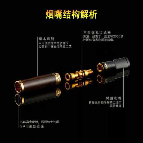 Zobo Genuine Filter Tip High-End Men's Reusable Washable Filter Coarse/Medium/Fine Three-in-One Clean Cigarette Holder Gift