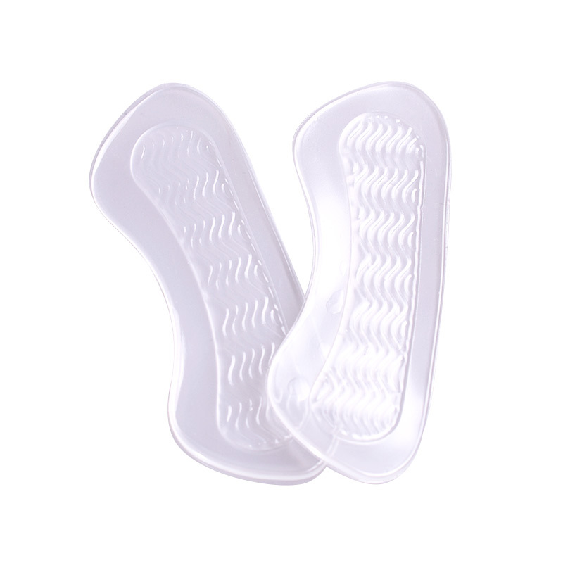 En stock suministro de pegatinas de tacón de silicona transparente mejora antidesgaste no-Talón antideslizante medio tamaño pegatinas de nuevo y zapatos de moda