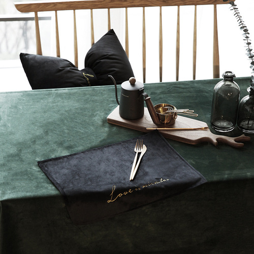 Pure Color Living Room Velvet Tablecloth Wedding Light Luxury Nordic Style Dining Tablecloth Home Tea Table Round Table Dustproof Table Mat