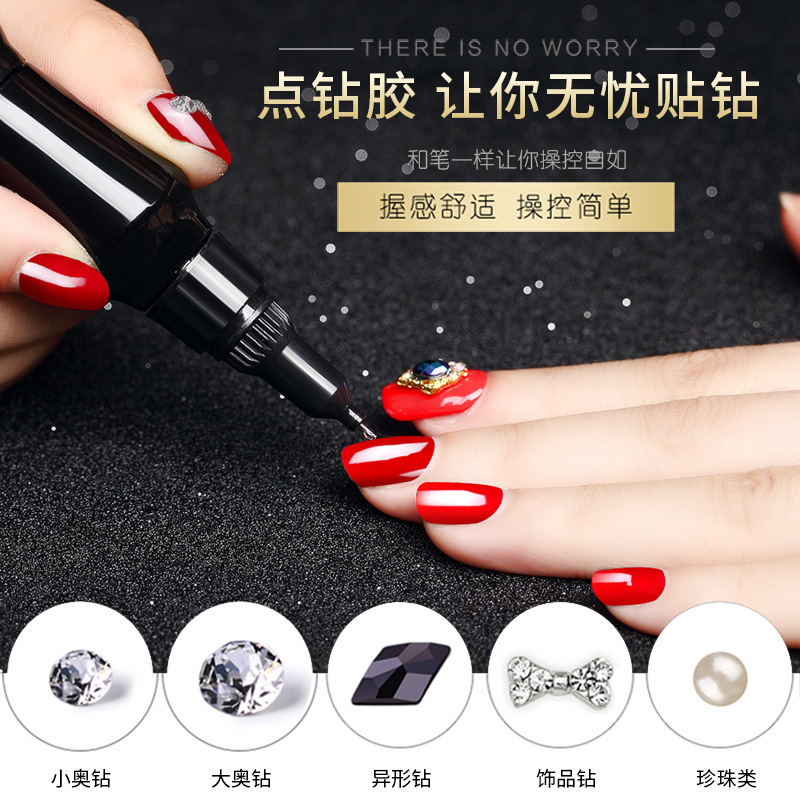Pegamento de uñas transfronterizo UV sellado Etiqueta de diamante flor joyería pegamento aguja cepillo de doble uso pegamento de perforación Venta caliente ventas directas de fábrica