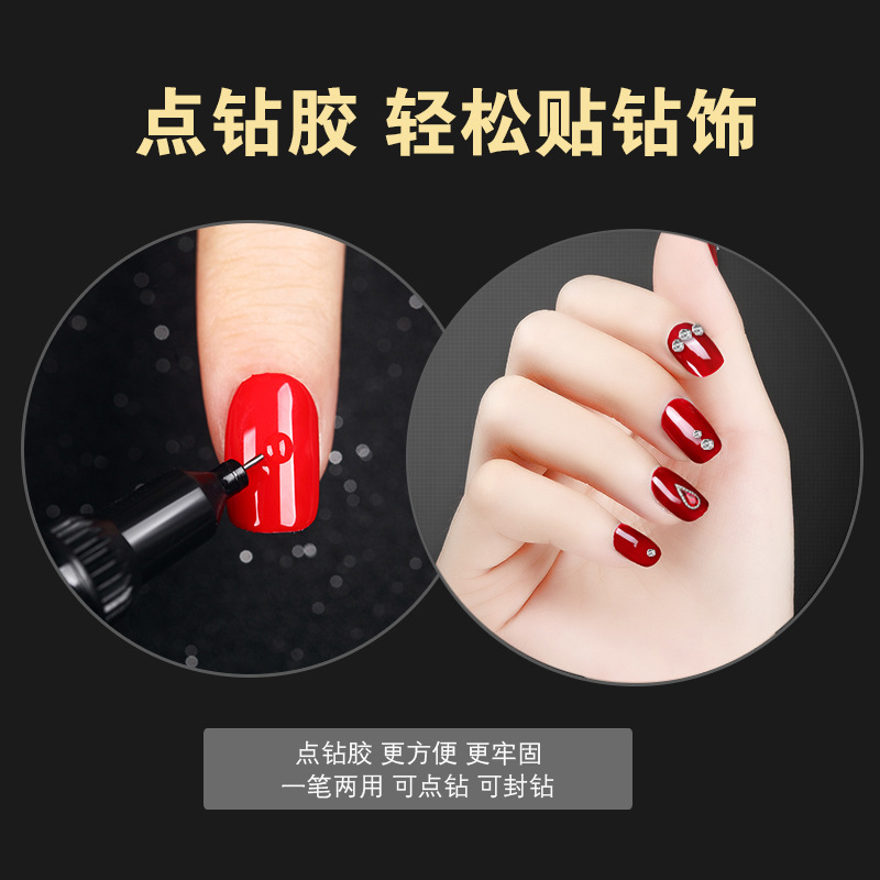 Pegamento de uñas transfronterizo UV sellado Etiqueta de diamante flor joyería pegamento aguja cepillo de doble uso pegamento de perforación Venta caliente ventas directas de fábrica
