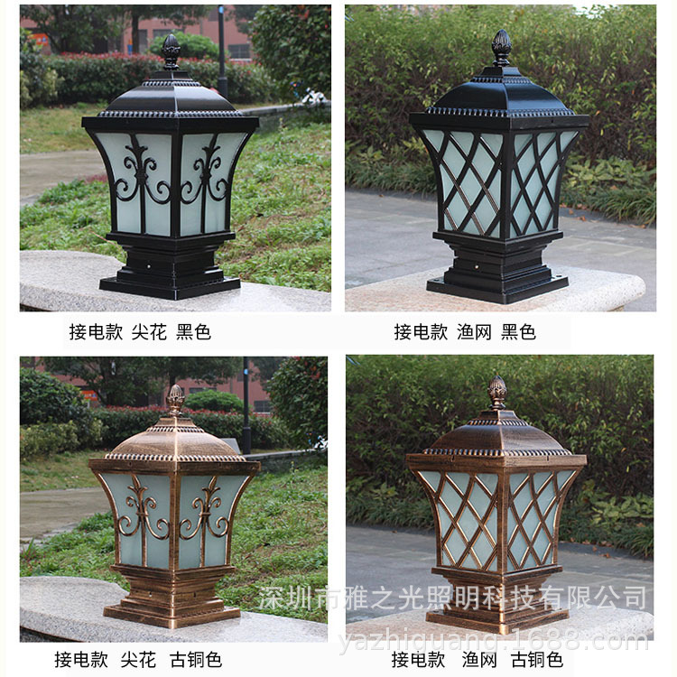 户外围墙欧式复古柱头灯庭院防水柱头灯室外高档led围墙柱头灯