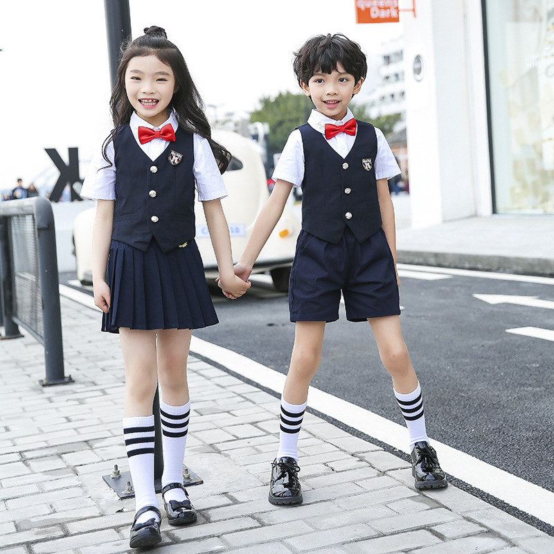 幼儿园新款学生校服英伦风中小学毕业礼服六一儿童演出服马甲套装