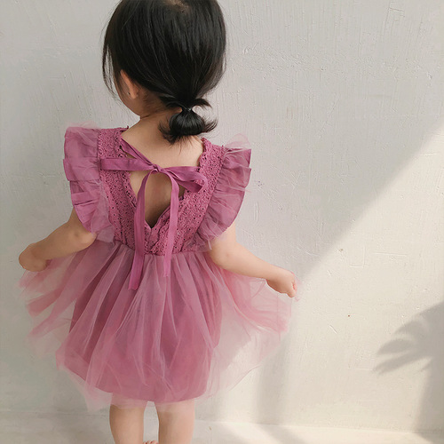 Cross-border children's dress, children's dress, lace vest, chiffon dress, full skirt for girls, princess dress for little girls, summer dress for baby girls, first birthday dress