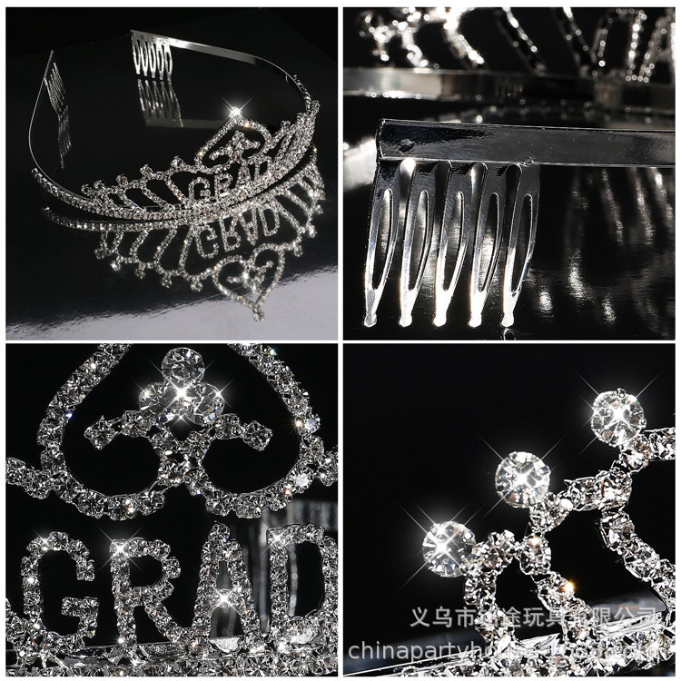 Temporada de graduación I Graduado etiqueta cinturón graduación fiesta decoración props GRAD corona conjunto de dos piezas