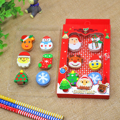 Cartoon Christmas Eraser Set Creative Christmas Eraser Stationery Small Gift for Students Study Supplies Gift