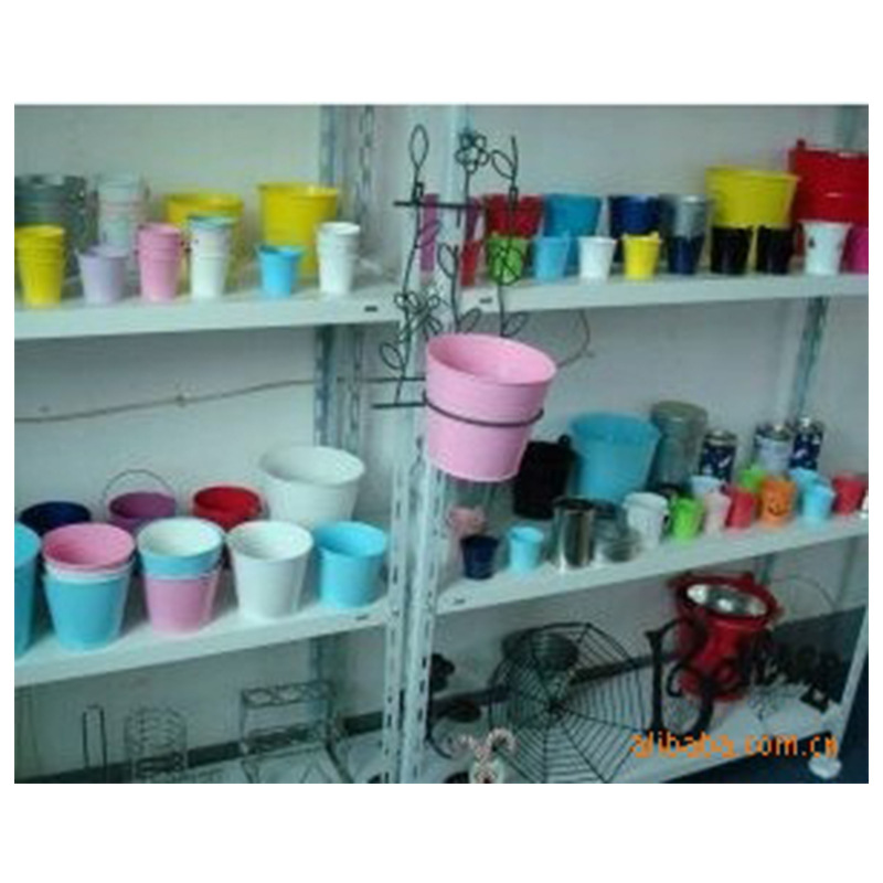 迷你小号花桶美式复古创意铁皮桶小号做旧圆形花盆桌面收纳插花盆