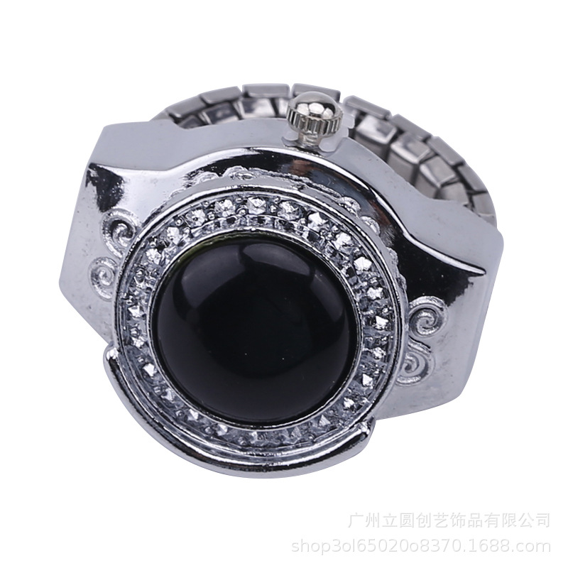 ebay and other foreign trade websites sell hot explosions retro fashion creative simple elastic black Agate Digital ring watch