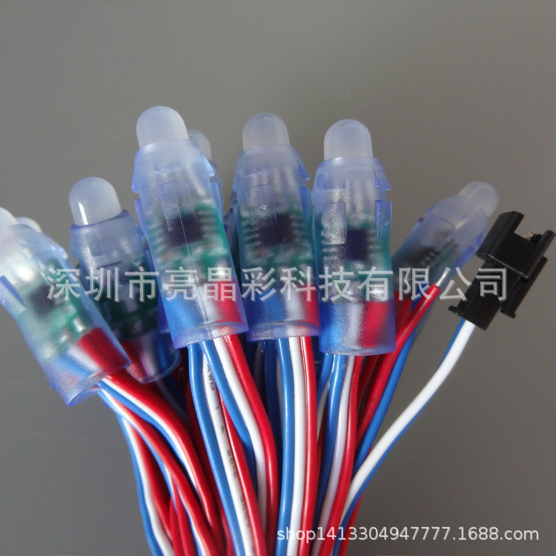 Lámpara expuesta a todo color LED, lámpara de píxeles perforada, cadena de letreros de color mágico, caracteres luminosos, cadena de luces perforadas, punto de ruptura, transmisión continua 2811