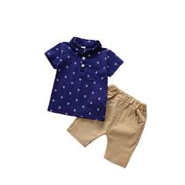 一件代发夏季新款韩版中小儿童装男女童宝宝衬衫短裤套装潮款