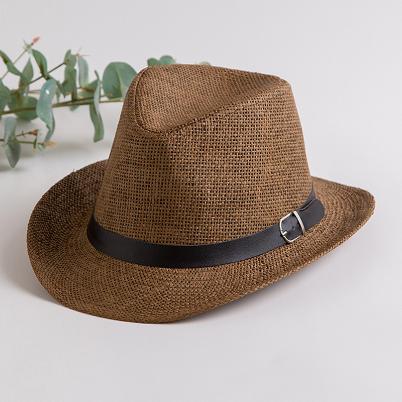 Sombrero de paja de los hombres sombrero de verano ala grande sombrero de sol cinturón sombrero de paja de mezclilla sombrero de Panamá sombrero de playa sombrero de sol moda femenina