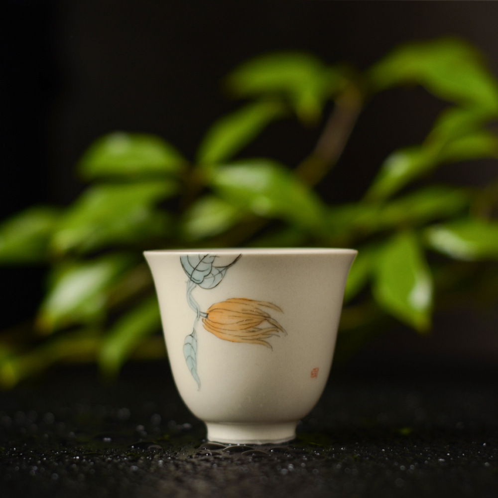 Jingdezhen 수제 찻잔 세라믹 차 세트 쿵푸 차 컵 단일 컵 마스터 컵 찻그릇 작은 찻잔 손으로 그린 차 시음 컵