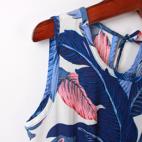 New children's clothing 2024 medium and large children's dress cute printed leaf vest princess dress silk cotton girl's skirt summer