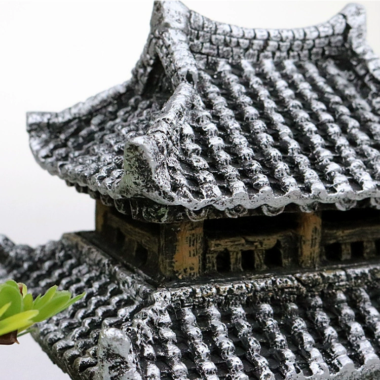 Сувенир-орнамент из смолы для аквариума, дом Г Jiangnan и башня Guyunhe, декоративная скульптура для аквариума, 20.95×13.72×15.18 см