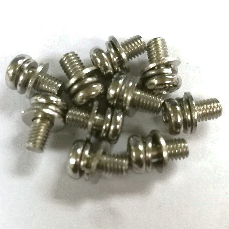 工厂现货供应三组合铁镀镍不锈钢螺丝带弹片平垫M2/M3/M4/M5螺丝