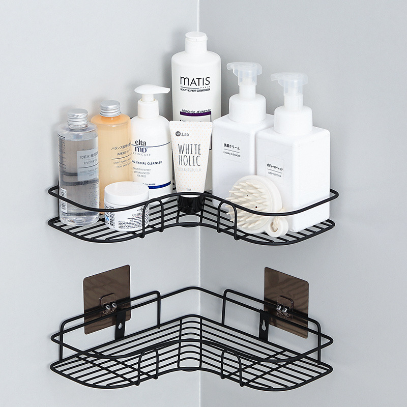 Bathroom corner storage rack punch-free kitchen bathroom washstand seamless wall-mounted tripod household storage rack