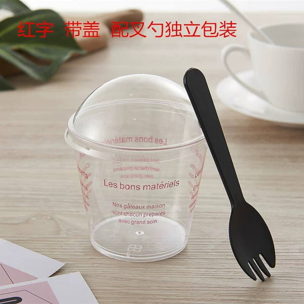 Red type with lid and fork and spoon set of 50