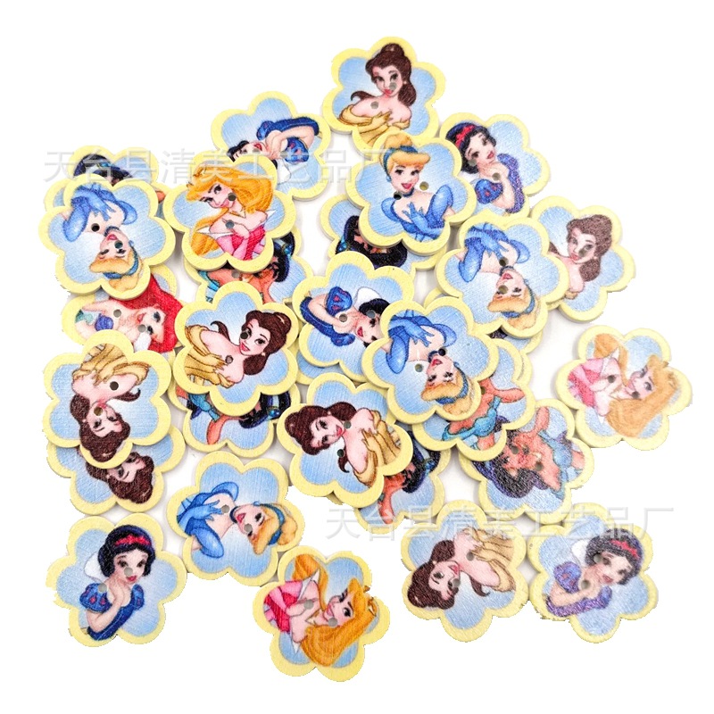 25mm fondo blanco pintado Flor de dibujos animados DIY dibujos animados Alice imagen flor 50 piezas un paquete