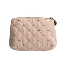 定制揉皱电绣绗缝间棉亮片手拿包内胆包化妆包300T春亚纺零钱包