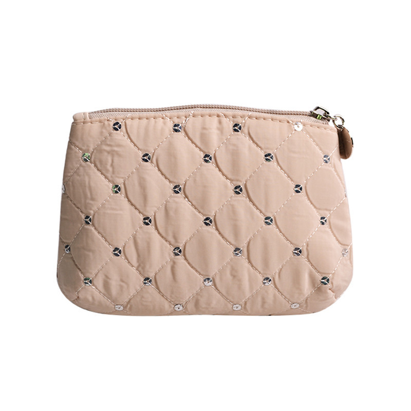 Customized Wrinkled Electric Embroidery Quilted Cotton Sequin Clutch Bag Liner Bag Cosmetic Bag 300t Chunya Spinning Coin Purse