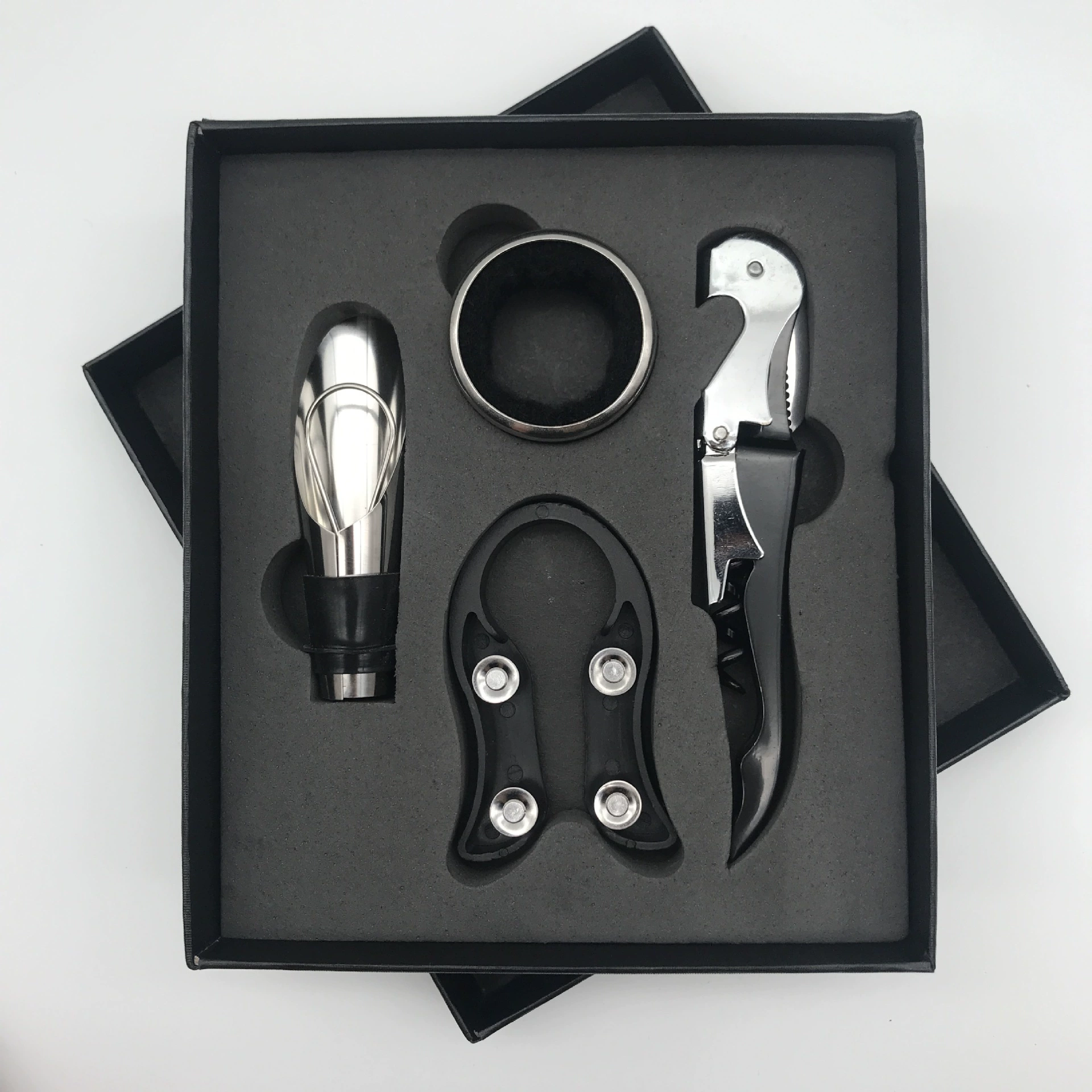 Bottle opener, set stainless steel, vacuum wine dispenser, gift box, Birthday gift, 4 piece set