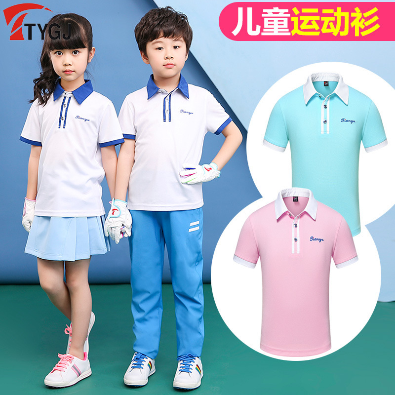 New TTYGJ golf clothing children golf short sleeve boys and girls T-shirt summer clothes top