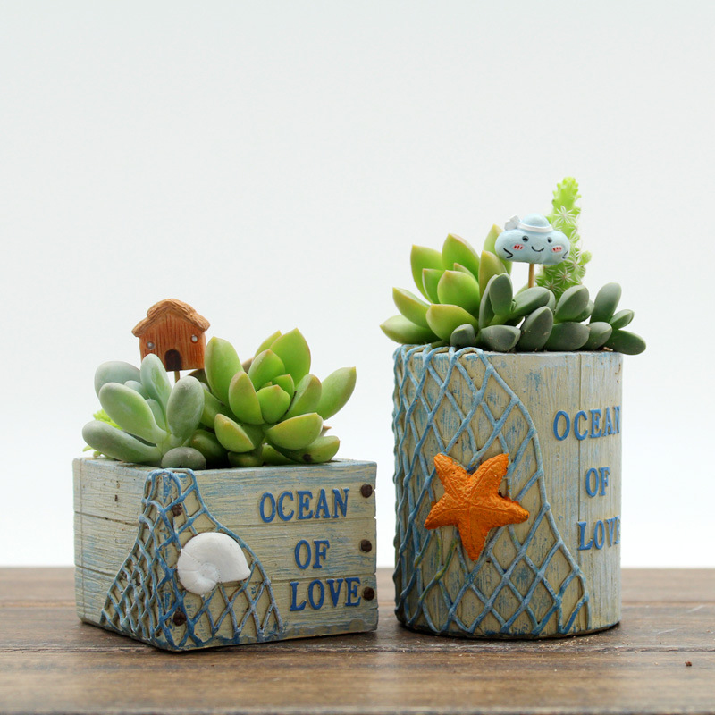 Chậu Cây Resin Chậu cây mọng nước hình ngôi nhà vintage resin, chậu mini DIY, trang trí tiểu cảnh (RG-128)