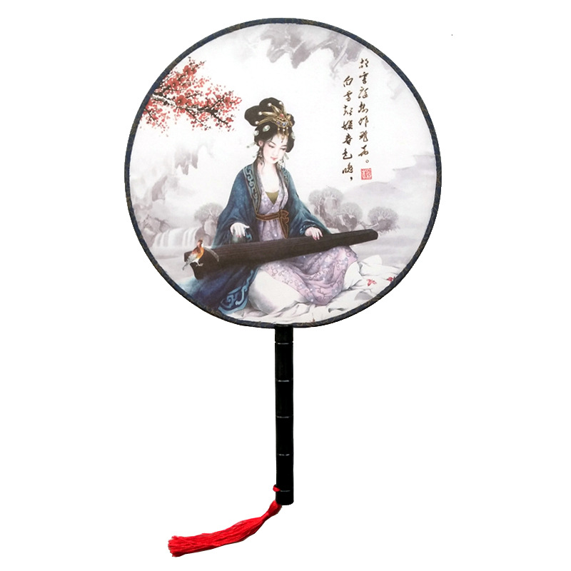 Hay en stock patrones opcionales transfronteriza ventilador de palacio de estilo chino clásico ventilador redondo estilo antiguo primavera