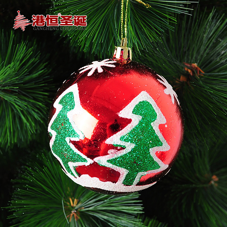 Bolas navideñas de 8 cm, decoraciones rojas para bodas, bolas de plástico de colores, adornos para árboles de Navidad, bolas navideñas pintadas en caja para colgar.