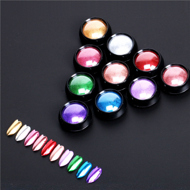 TikTok popular Hada de la harina espejo de color sólido galvanoplastia espejo mágico polvo brillo de uñas en polvo