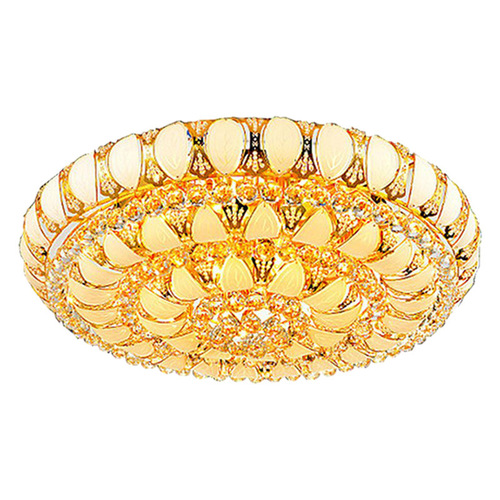Golden round crystal lamp led ceiling lamp living room bedroom lamp European hotel lobby engineering lamp small leaves
