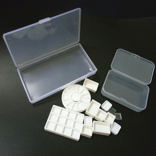 Transparent plastic watercolor paint trial packaging grid mini small square round plate small capacity half block packaging full block packaging